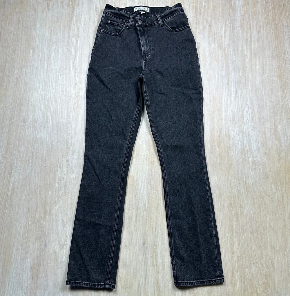 Abercrombie Curve Love 90s Slim Straight Ultra High Rise Washed Black Jeans 25